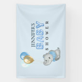 Blauwe Olifant Baby Shower Vlag Spandoek (Verticaal)