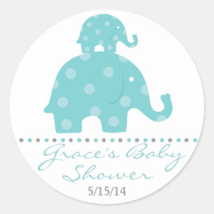 Blauwe olifant Baby shower voor tovenaars Ronde Sticker