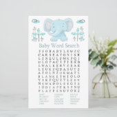 Blauwe olifant Baby shower Word Search Game (Staand voorkant)
