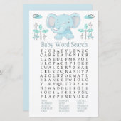 Blauwe olifant Baby shower Word Search Game (Voorkant / Achterkant)