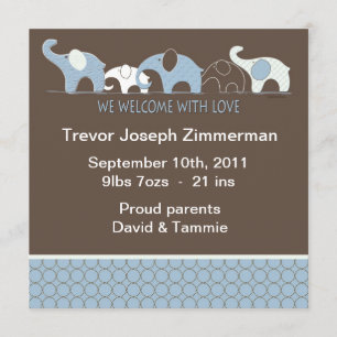 Blauwe olifant Baby zonder foto Aankondiging