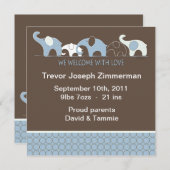 Blauwe olifant Baby zonder foto Aankondiging (Voorkant / Achterkant)