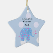 Blauwe Olifant Baby's Eerste Kerstmis Keramisch Ornament (Rechts)