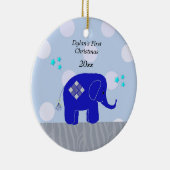 Blauwe Olifant Baby's Eerste Kerstmis Keramisch Ornament (Rechts)
