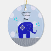 Blauwe Olifant Baby's Eerste Kerstmis Keramisch Ornament (Links)