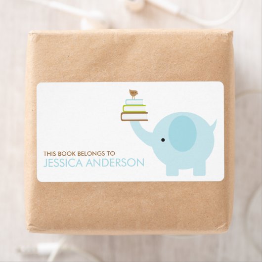Blauwe olifant Boekplaten Labels (Insitu)