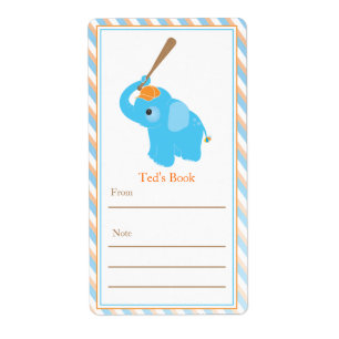 Blauwe olifant Bookplate Etiket