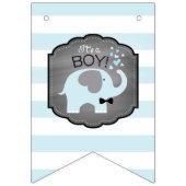 Blauwe olifant Bow-stropdas Twin Boys Baby shower Vlaggetjes (Eerste vlag)