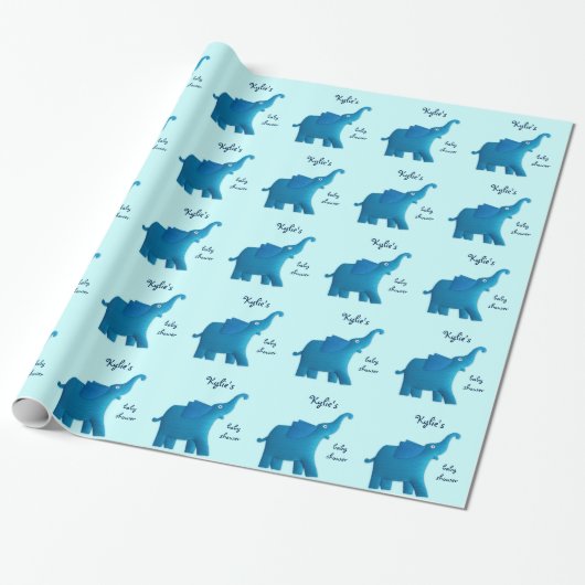blauwe olifant cadeaupapier (Uitgerold)