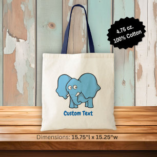 Blauwe olifant cartoon boodschappentas tote bag