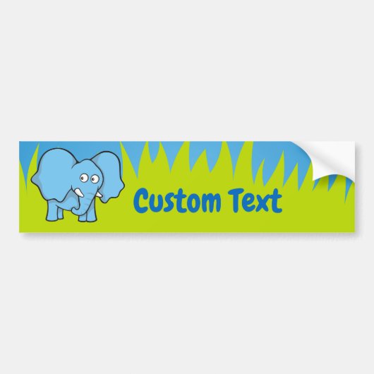 Blauwe olifant cartoon bumper sticker (Voorkant)