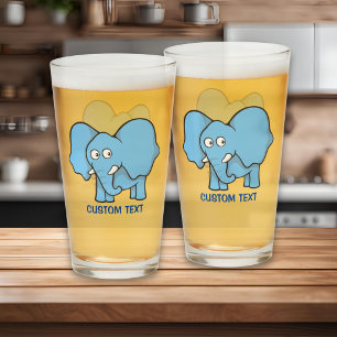 Blauwe Olifant Cartoon Glas