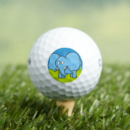 Blauwe olifant cartoon golfballen