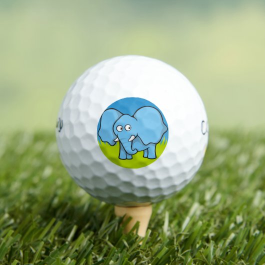 Blauwe olifant cartoon golfballen (Insitu Shirt)