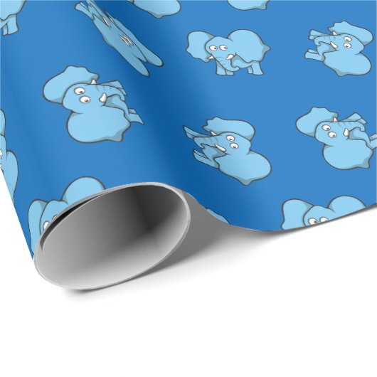 Blauwe olifant cartoon inpakpapier (Rol Hoek)