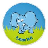 Blauwe olifant cartoon keramische knop (Voorkant)