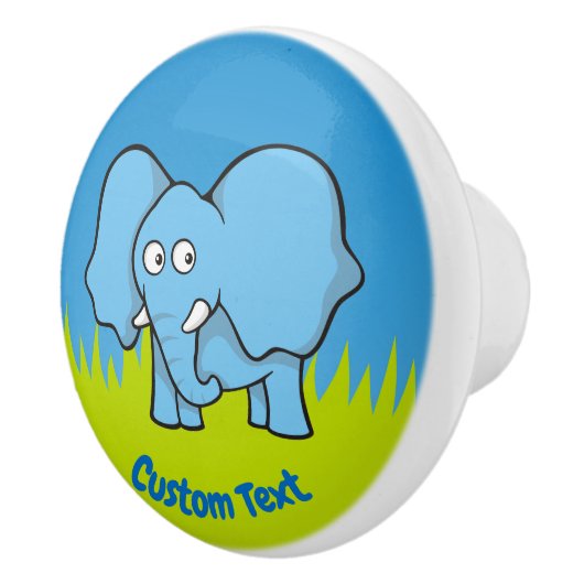 Blauwe olifant cartoon keramische knop (Rechts)
