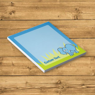 Blauwe olifant cartoon notitieblok