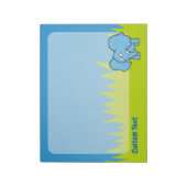 Blauwe olifant cartoon notitieblok (Linkerzijde)