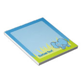Blauwe olifant cartoon notitieblok (Schuin)