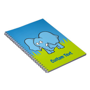 Blauwe olifant cartoon notitieboek