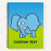 Blauwe Olifant Cartoon Notitieboek (Voorkant)