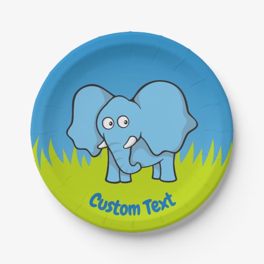 Blauwe olifant cartoon papier bord (Voorkant)