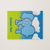 Blauwe olifant cartoon puzzel (Horizontaal)