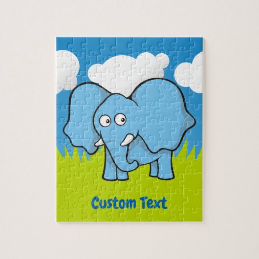 Blauwe olifant cartoon puzzel (Verticaal)
