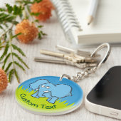 Blauwe Olifant Cartoon Sleutelhanger (Voorkant Rechts)