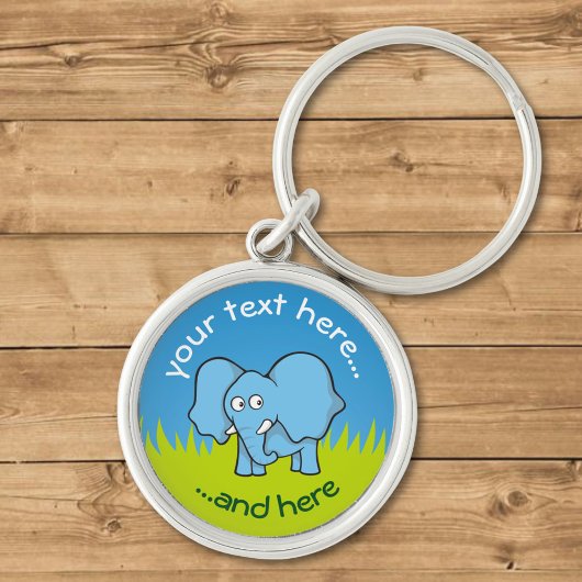 Blauwe olifant cartoon sleutelhanger