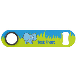 Blauwe olifant cartoon streepjescode speed flessenopener