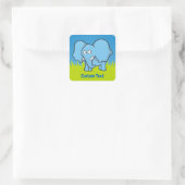Blauwe olifant cartoon vierkante sticker (Tas)