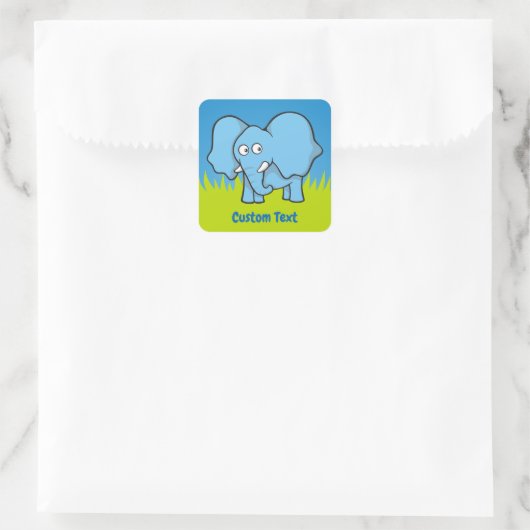 Blauwe olifant cartoon vierkante sticker (Tas)