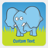 Blauwe olifant cartoon vierkante sticker (Voorkant)