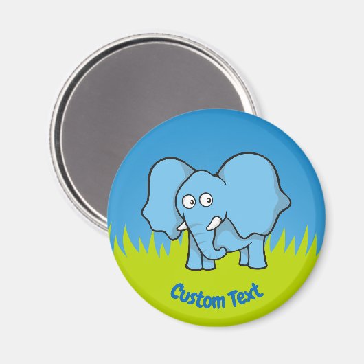 Blauwe olifant cartoonmagneet magneet (Voorkant / Achterkant)