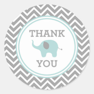 Blauwe Olifant Chevron Bedankt Favor Sticker