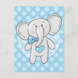 Blauwe olifant - Cute Baby Boys Room Nursery Briefkaart