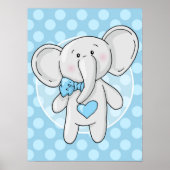 Blauwe olifant - Cute Baby Boys Room Nursery Poster (Voorkant)