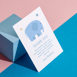 Blauwe Olifant   Cute Safari Jungle Kinderverjaard Bedankkaart