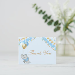 Blauwe Olifant Dankjewelkaart Baby Shower Notitiekaartje