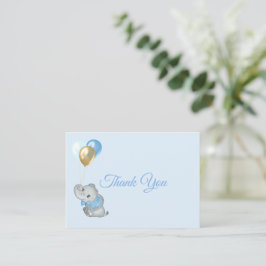 Blauwe Olifant Dankkaart Babyfeest Notitiekaartje