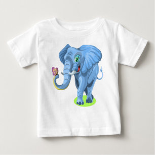 Blauwe olifant die speelt met vlinder