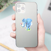 Blauwe olifant die speelt met vlinder sticker (Telefoon)
