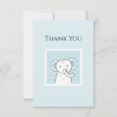 Blauwe olifant eenvoudige moderne Baby Bedankkaart (Voorkant)