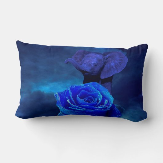 Blauwe olifant en Roos Kussen (Achterkant)