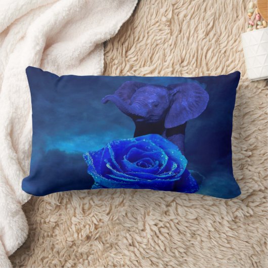 Blauwe olifant en Roos Kussen (Deken)