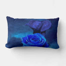 Blauwe olifant en Roos Kussen