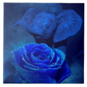 Blauwe olifant en Roos Tegeltje (Voorkant)