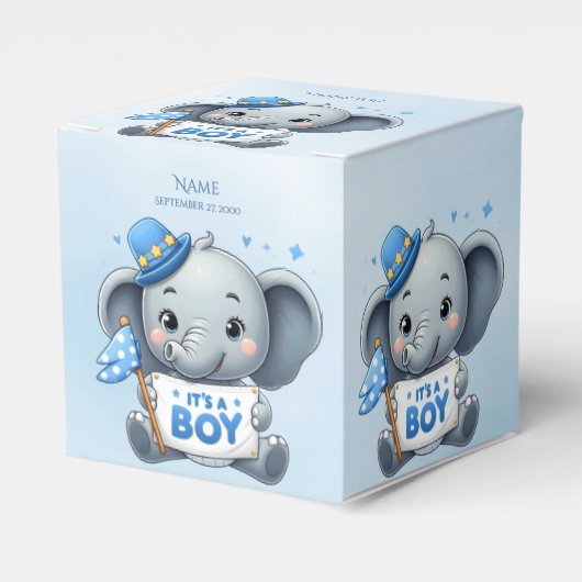 Blauwe Olifant Favor Box Bedankdoosjes (Voorkant Zijde)